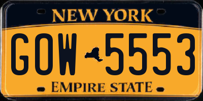NY license plate GOW5553