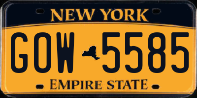 NY license plate GOW5585