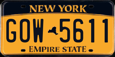 NY license plate GOW5611