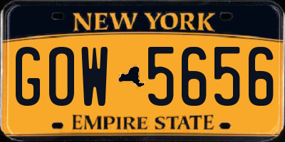 NY license plate GOW5656