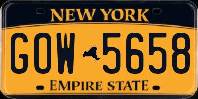 NY license plate GOW5658