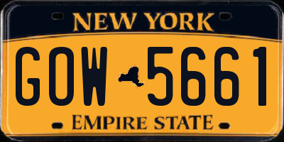NY license plate GOW5661