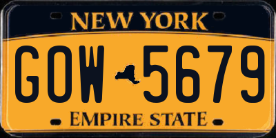 NY license plate GOW5679