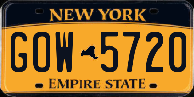 NY license plate GOW5720