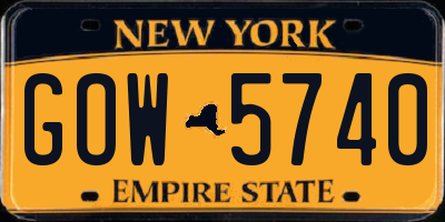 NY license plate GOW5740