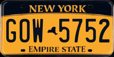 NY license plate GOW5752
