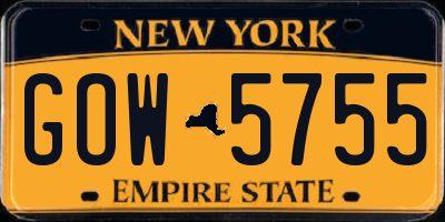 NY license plate GOW5755