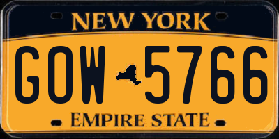 NY license plate GOW5766