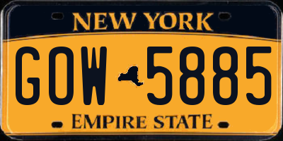 NY license plate GOW5885