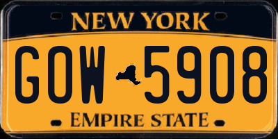 NY license plate GOW5908