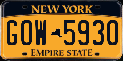 NY license plate GOW5930