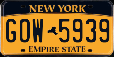 NY license plate GOW5939