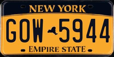 NY license plate GOW5944