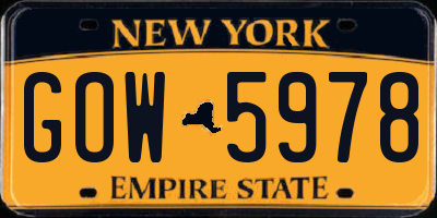 NY license plate GOW5978