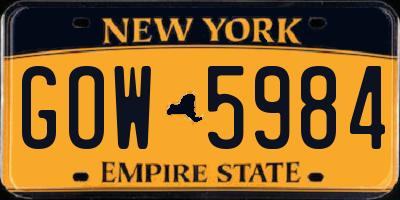 NY license plate GOW5984