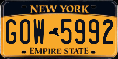 NY license plate GOW5992