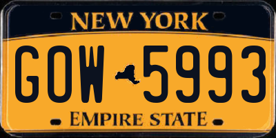 NY license plate GOW5993