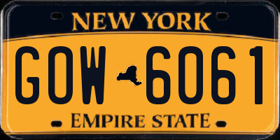 NY license plate GOW6061