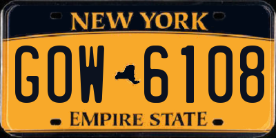 NY license plate GOW6108