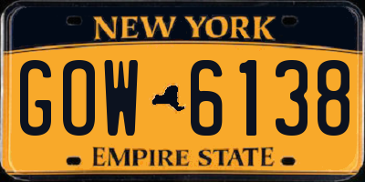 NY license plate GOW6138