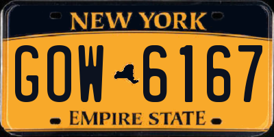 NY license plate GOW6167