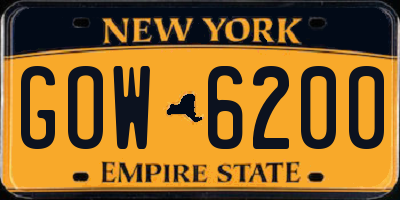 NY license plate GOW6200