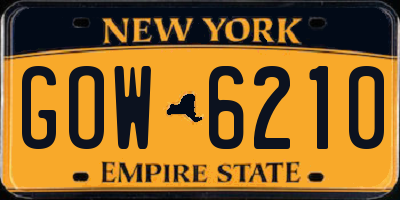 NY license plate GOW6210