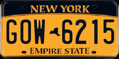 NY license plate GOW6215