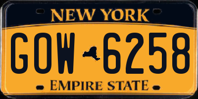NY license plate GOW6258