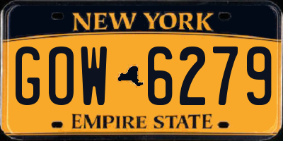 NY license plate GOW6279