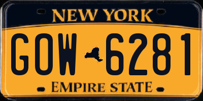 NY license plate GOW6281