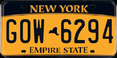 NY license plate GOW6294