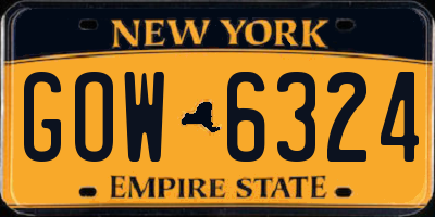 NY license plate GOW6324