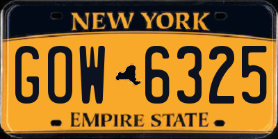 NY license plate GOW6325