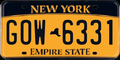 NY license plate GOW6331