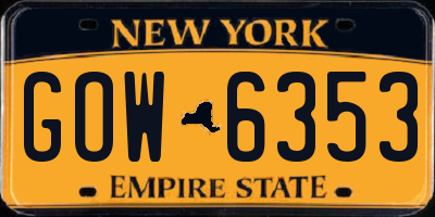 NY license plate GOW6353