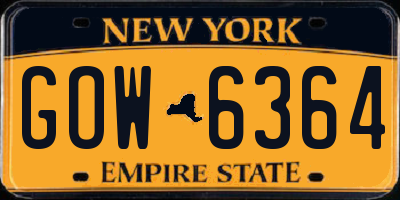 NY license plate GOW6364