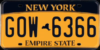NY license plate GOW6366