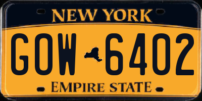 NY license plate GOW6402