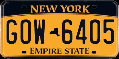 NY license plate GOW6405