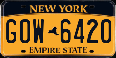 NY license plate GOW6420