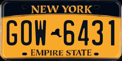 NY license plate GOW6431