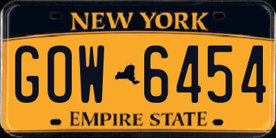 NY license plate GOW6454