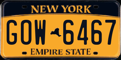 NY license plate GOW6467