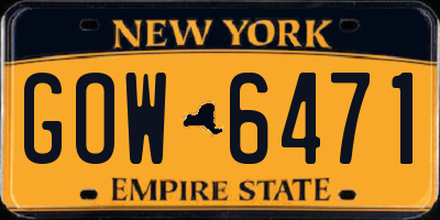 NY license plate GOW6471
