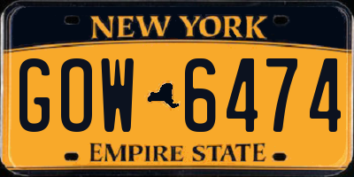 NY license plate GOW6474