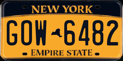NY license plate GOW6482