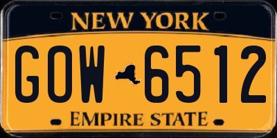 NY license plate GOW6512