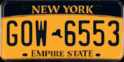 NY license plate GOW6553
