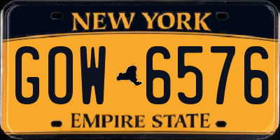 NY license plate GOW6576